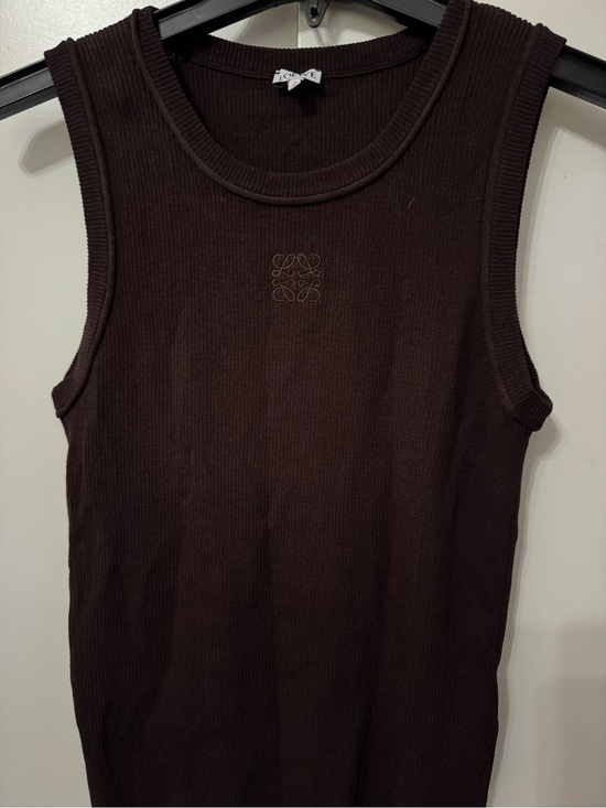 Loewe Tops - Loewe Chocolate Brown Ribbed Logo Tank
